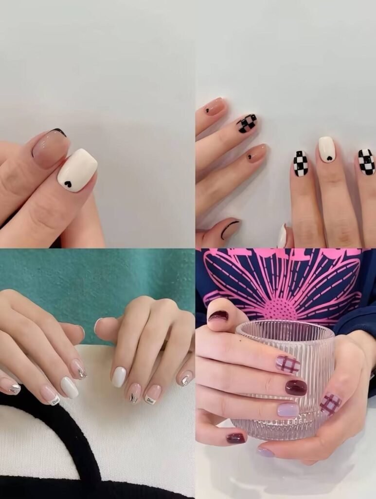 Minimalist spring nail 2025 trends: sheer blush base with subtle chrome half-moon accents.