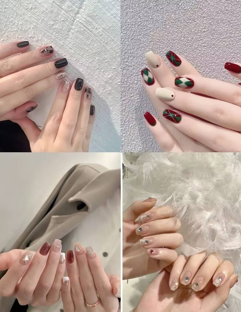 Minimalist spring nail 2025 trends: sheer blush base with subtle chrome half-moon accents.