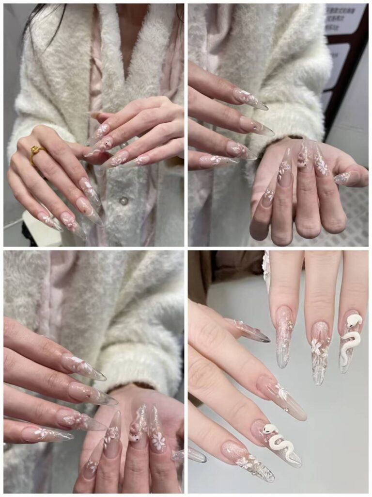 "Ultimate Nail Style Guide: showcase of trendy nail art designs including ombre, glitter, and minimalist styles on diverse hand models"