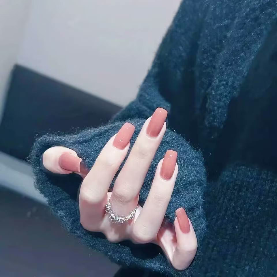 Trending Short Nail Designs: French tip with nude pink base and silver metallic accents