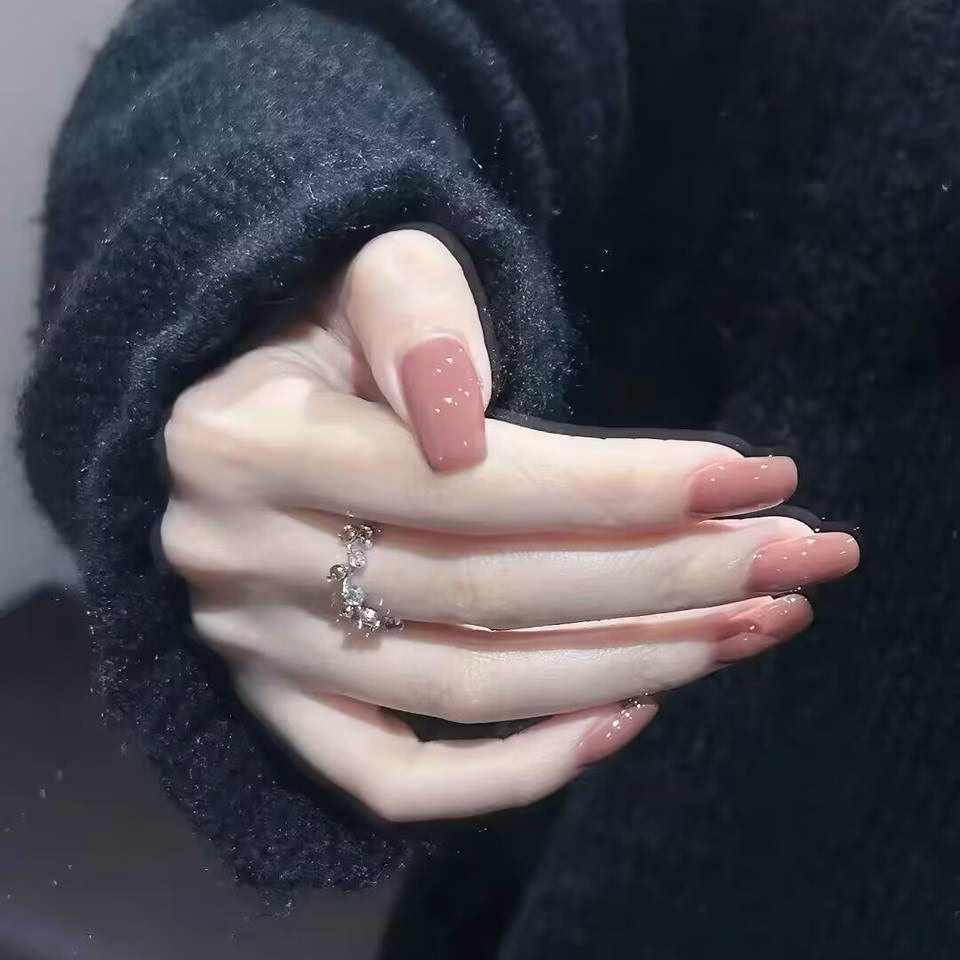 Trending Short Nail Designs: French tip with nude pink base and silver metallic accents