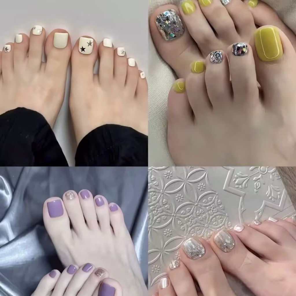 Modern aesthetic pedicure trends featuring soft pink French tips and floral accents on well-groomed feet